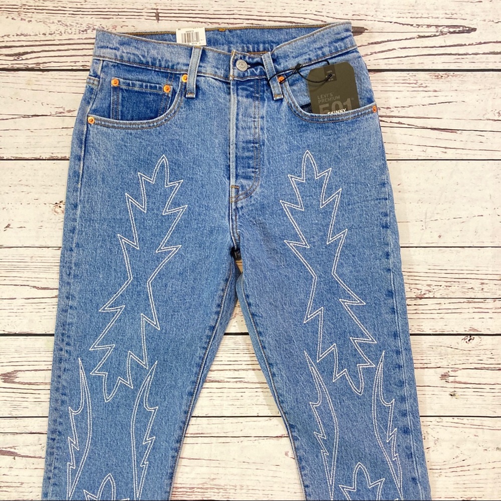 Levi’s 501 embroidered del Norte skinny jeans NWT - Picture 9 of 13